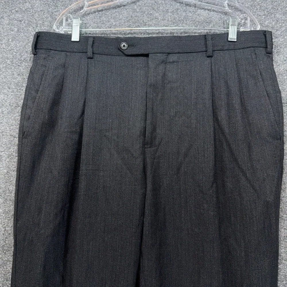 Brooks Brothers Dress Pants Mens 37 Gray Pleated Wool Madison Cuffed Slacks Lux